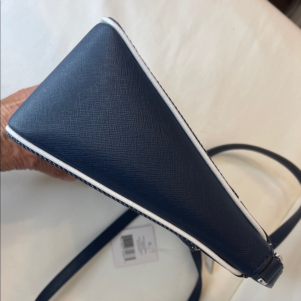 Kate Spade Denim Cameron Blue White Colorblock Top Zip Crossbody Retail $349 - Picture 4 of 12